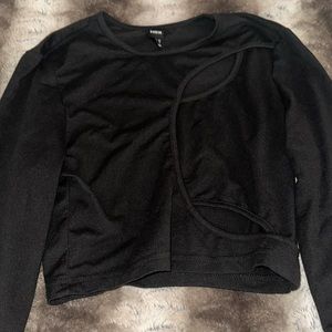 SHEIN black asymmetrical cropped top
